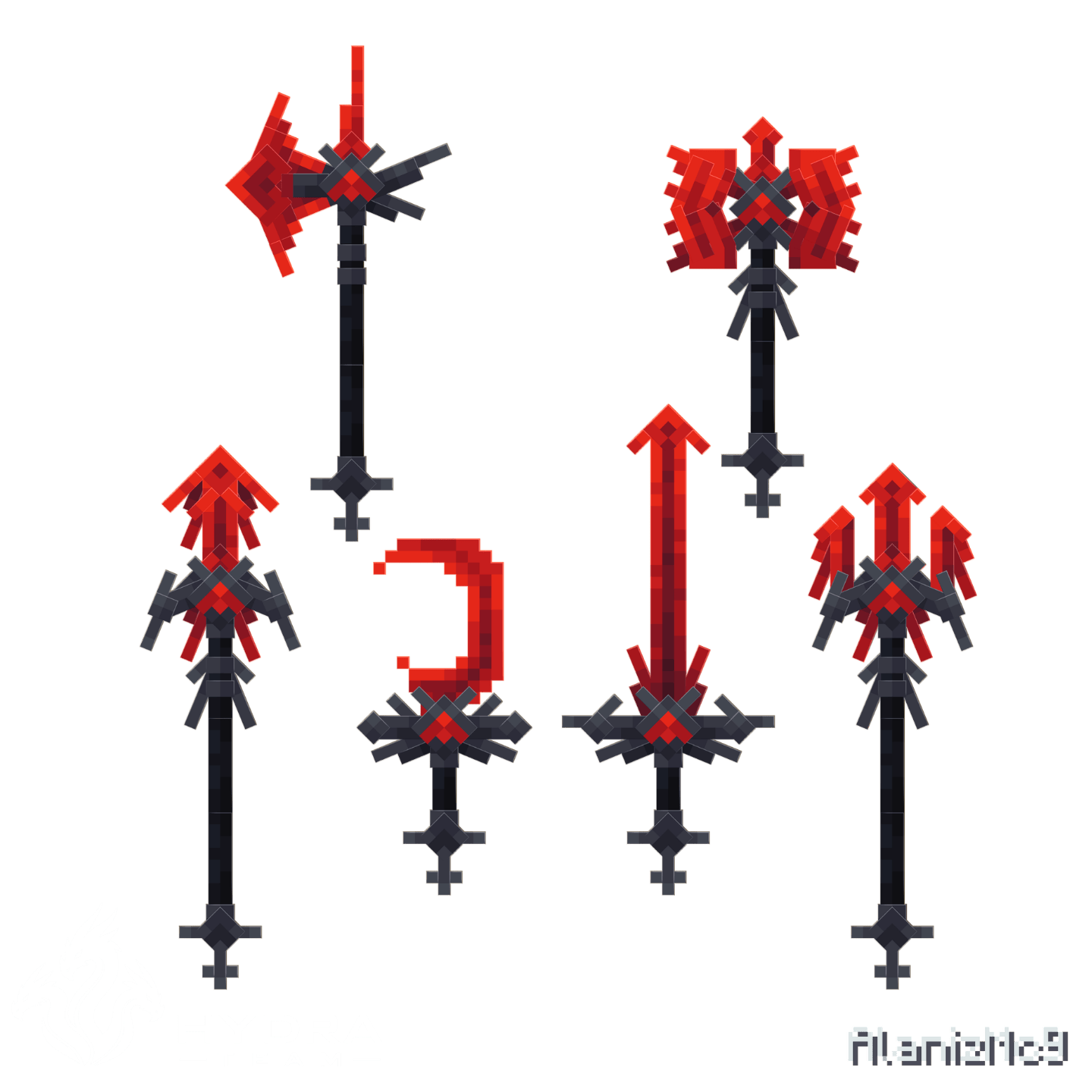 Demon Gaze Weapons Minecraft weapons showcase render
