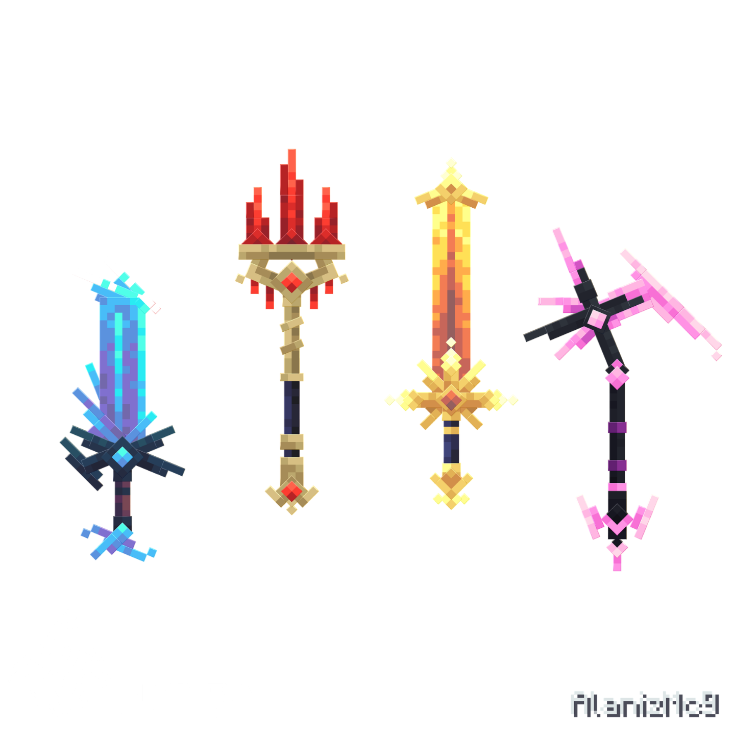 Weapons Set 2 Minecraft weapons showcase render