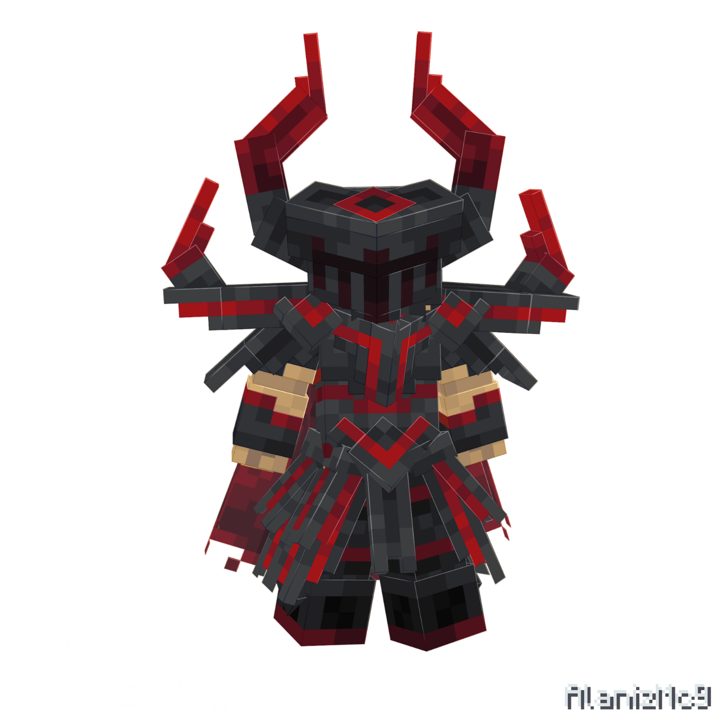 Crimson Hellforged Armor Minecraft armor showcase render