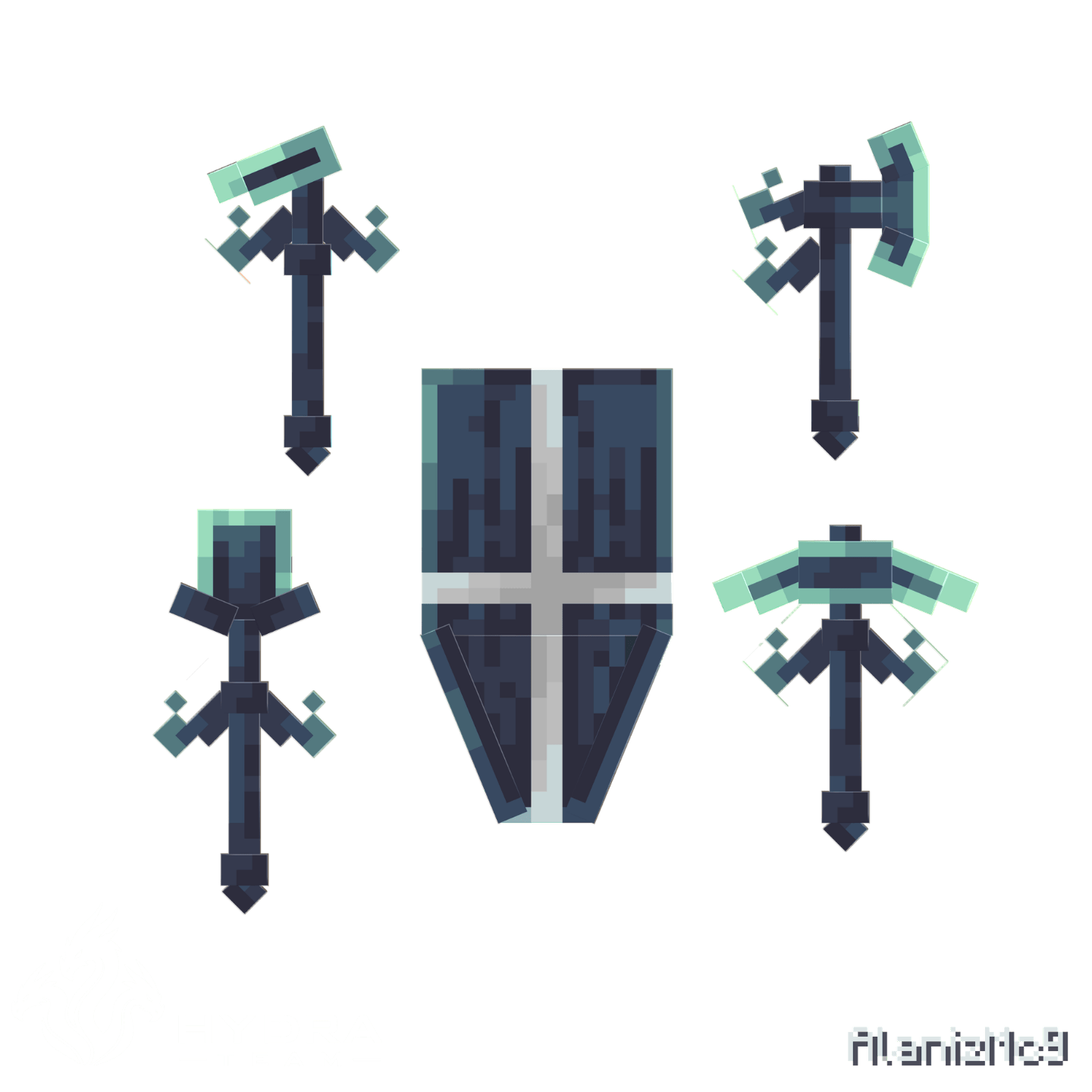 magic_steel tools Minecraft weapons showcase render