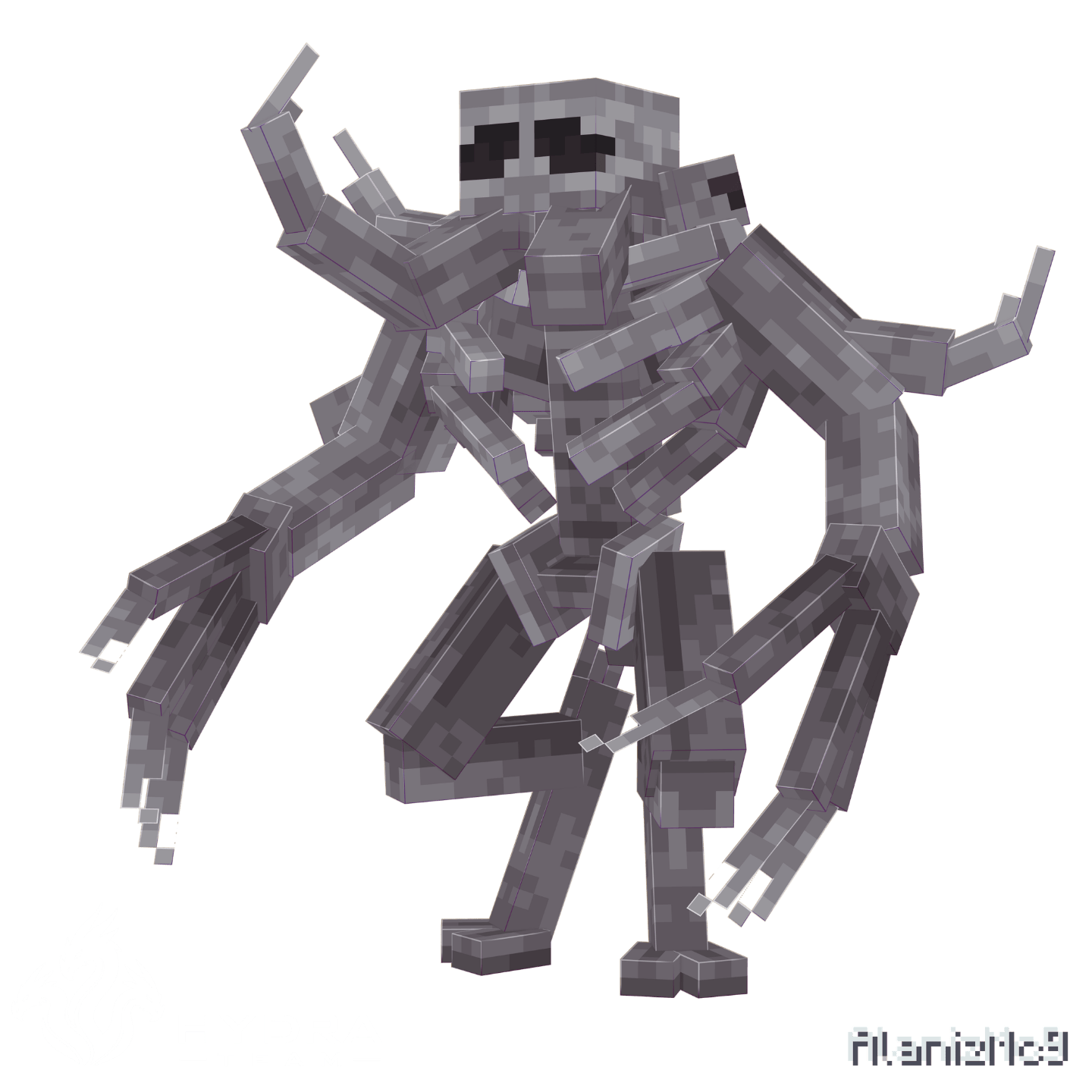 Graveborn Skeleton Minecraft showcase render