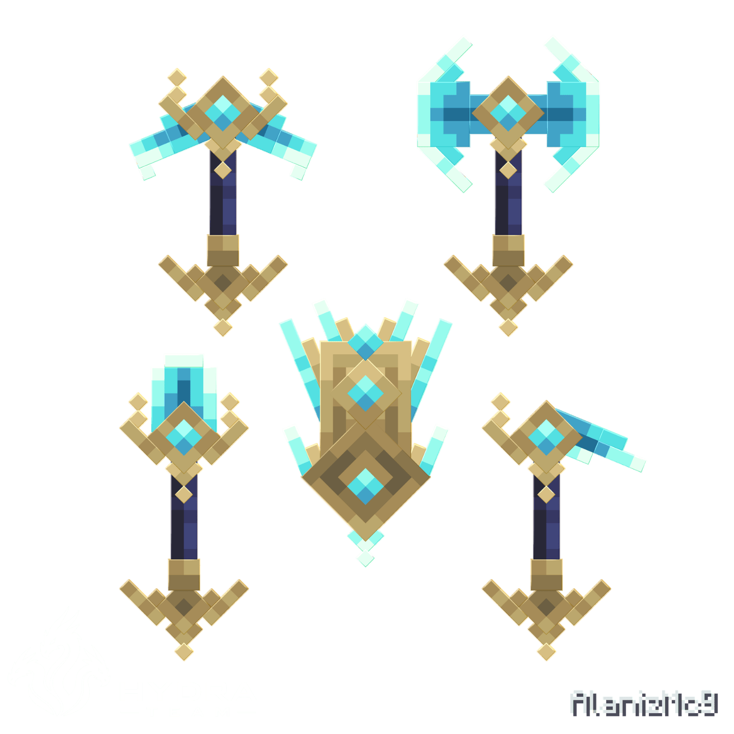 wizard tools Minecraft weapons showcase render